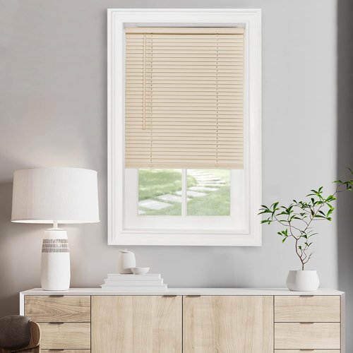 Achim Home Decor Cordless Mini Blinds - Light Filtering, 45" W x 72" L, 1" Slat Size - Alabaster Color