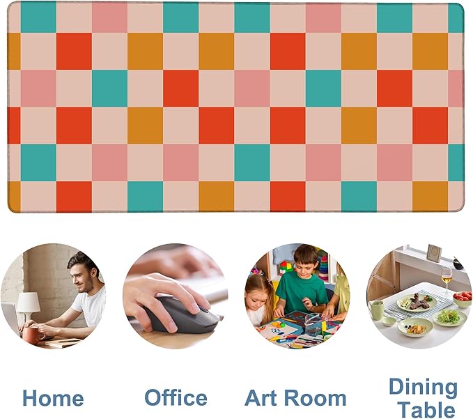 NITAHHHY Large Mouse Pad Retro Checkerboard Gaming Desk Pad Computer Keyboard Non-slip Waterproof Mouse Mat with Rubber Base and Stitched Edges Entertainment Office Writing Desk Mat 35.4 x 15.7 Inches