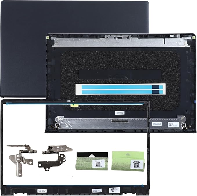 LCD Back Cover Top Case Lid with Front Bezel Frame with Hinges Shaft Cover Replacement for DELL Inspiron 15 3510 3511 3515 3520 3525 Laptop, 00WPN8 0WPN8 09WC73 9WC73 AP3LE000901 Two Adhesive Strips