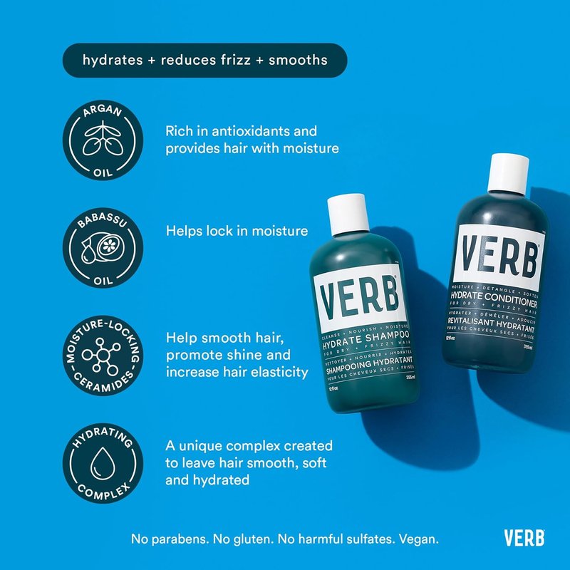 VERB Hydrate Conditioner - Nourishing Formula for Dry, Frizzy Hair - Smooths & Reduces Frizz | Amber & Warm Jasmine Scent