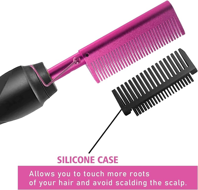 Goiple Hot Comb Hair Straightener Heat Pressing Combs, Hot Comb for Wigs Human Hair Ceramic Electric Straightener, Curling Iron Pressing Combs Kit for Wigs
