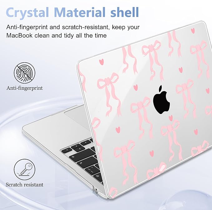 Lepeoac Case for 2026/2025/2024/2023 MacBook Air 15-inch Laptop Release M5 A3448 /M4 A3241 /M3 A3114 /M2 A2941, Stylish Protective Hard Shell Cover for MacBook Air 15.3 inch, Bow