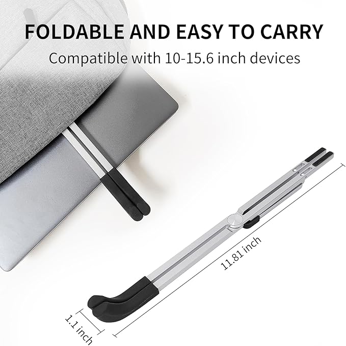 VECOFO Protable Laptop Stand for Desk,Foldable Laptop Riser Holder,Ventilated Cooling Notebook Mount Computer Stand for 10-15.6” Laptops,Tablets，Aluminum
