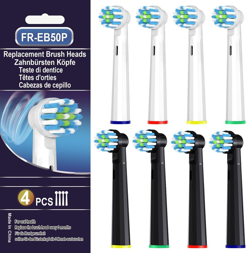 Replacement Electric Toothbrush Heads - 8-Pack Compatible with Oral-B Pro 1000 & Genius X | Medium-Soft Bristles for Gentle Deep Clean