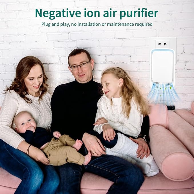 Plug-In Ionic Air Purifier (4 Pack), Home Air Ionizer, Silent Filterless Air Purifier, Silent Filterless Air Purifier for Home, Portable Negative Ion Air Freshener for Pet Odors, Dust, and Smoke