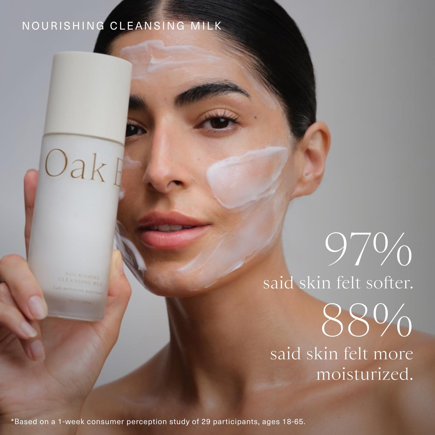 Oak Essentials Nourishing Cleansing Milk, Gentle Hydrating Face Cleanser with Oat Amino Acids, Rice Bran and Rosemary Extract, Removes Makeup and Sunscreen, 5 Fl Oz