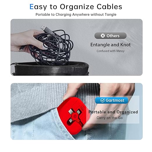 Gartmost 3 Pack Three in One Charging Cable Cord. 3 in 1 Charging Cable Retractable. Compatible USB C/Micro USB/L, Compatible with iPhone 17/16/15/14/13/12/11/Android, Tablet (Blue+Red+Green)