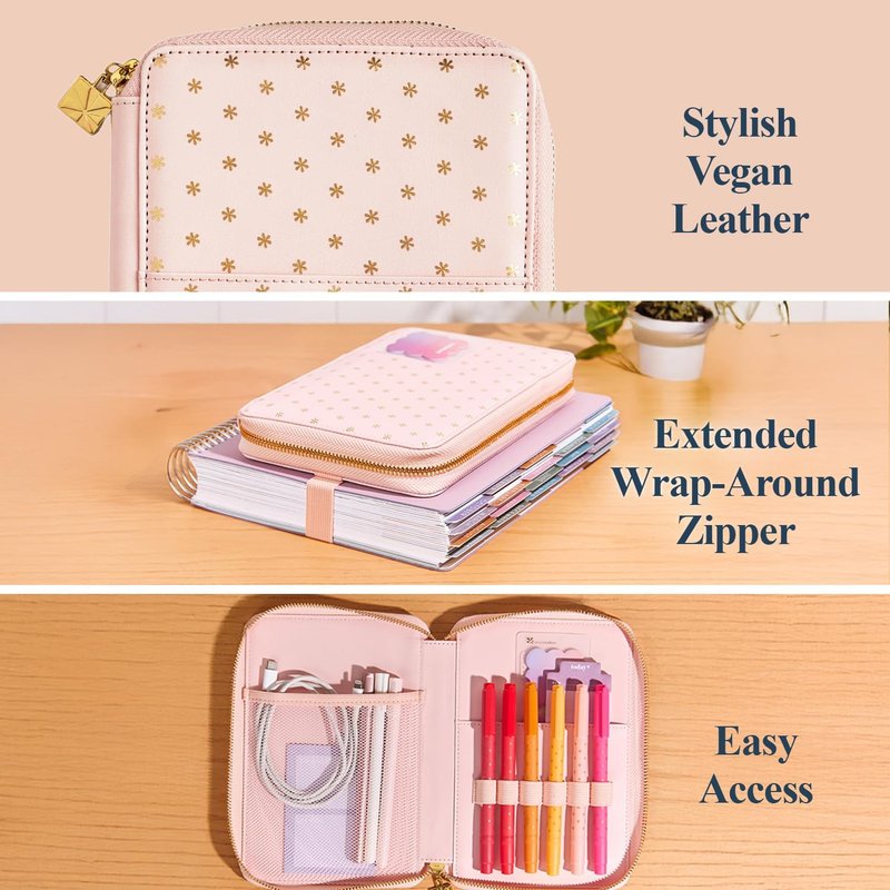 Erin Condren Ultimate Planner Accessory Pouch - Vegan Leather Organizer with Inside Pockets & Extended Zipper | Perfect for Planners
