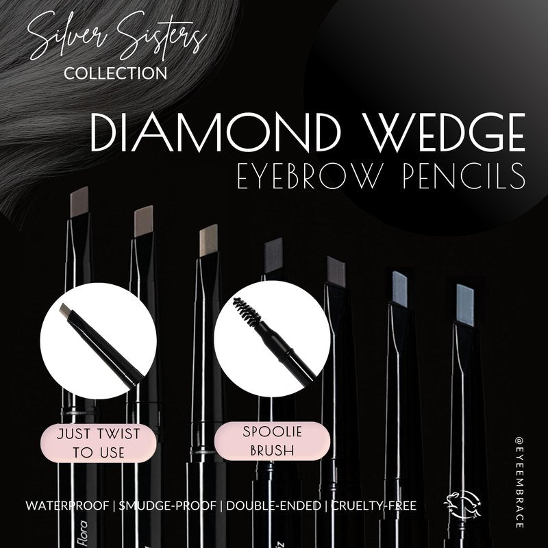 Eye Embrace Light Gray Eyebrow Pencils: Warm Betty & Cool Helen 2 Pack Bundle - Waterproof, Double-Ended Automatic Angled Tip & Spoolie Brush, Cruelty-Free