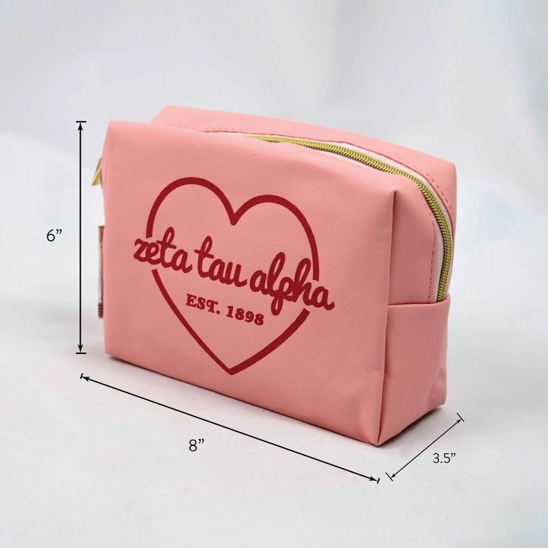 Sorority Shop Alpha Delta Pi Makeup Bag - Multi-Purpose PU Leather, Water-Resistant Makeup travel bag with Licensed Design and Zipper Closure, Perfect Alpha Delta Pi Sorority Gifts for Women