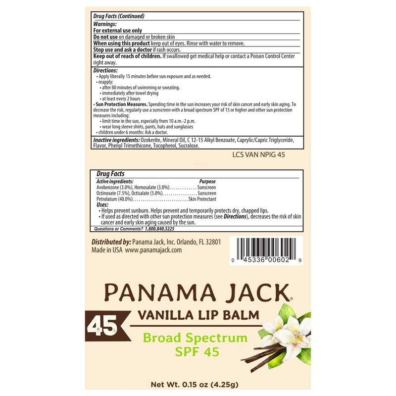 Panama Jack Sunscreen Lip Balm - SPF 45, Broad Spectrum UVA-UVB Sunscreen Protection, Prevents & Soothes Dry, Chapped Lips, Vanilla, 7-pack