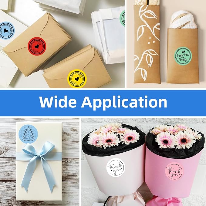 Printholic 6 Rolls 2" Color Circle Direct Thermal Stickers Labels, Self-Adhesive Round Thermal Labels Printer Stickers for Business, DIY, Code, Name Tag, Envelope Seal