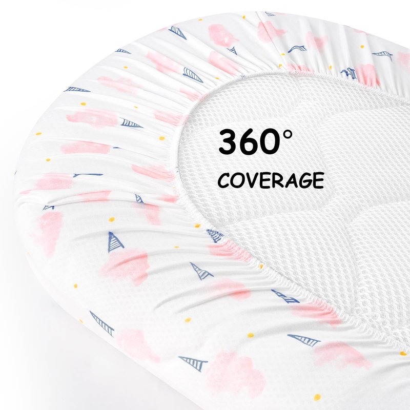 Yoofoss Bassinet Sheets for Baby,3-Pack Fitted Bassinet Sheets Set Compatible with Halo Bassinest Swivel Sleeper,Baby Delight,Angelbliss,Soft Breathable Bassinet Mattress Sheets (Pink+Floral)