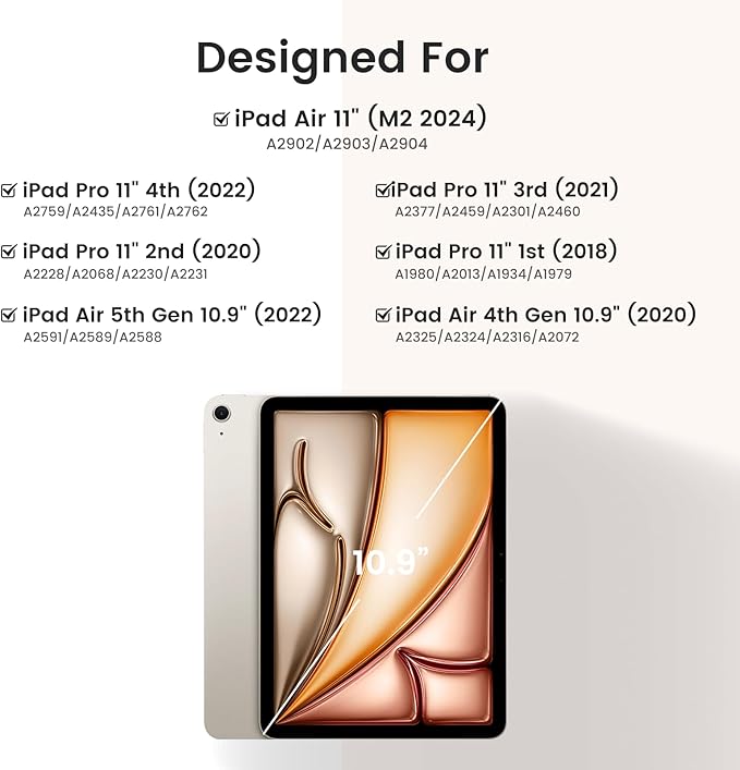 OPAKIT Keyboard Case for iPad Air 11-inch M2/Air 5th 4th Generation, 7-Color Backlit Detachable Keyboard Case with Pencil Holder for iPad Air 11" 2024 /Air 5 2022/Air 4 2020/Pro 11 1st, Rose Gold