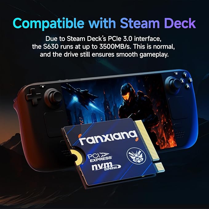 fanxiang 500GB M.2 2230 NVMe SSD, PCIe Gen 4x4 Speed up to 4850 MB/s, 2230 SSD Compatible with Steam Deck/ROG Ally/Microsoft Surface Pro/Mini PCs, S630