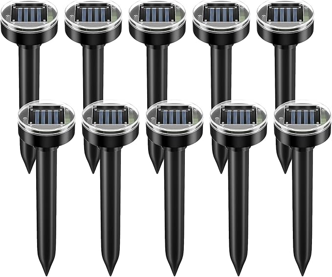 Mole Repellent Solar Powered - 10Pack, Snake Repellent for Yard Gopher Mole Repellent for Lawn Garden, Waterproof Pest Control Outdoor Keep Moles Out of Yard, Round, Black