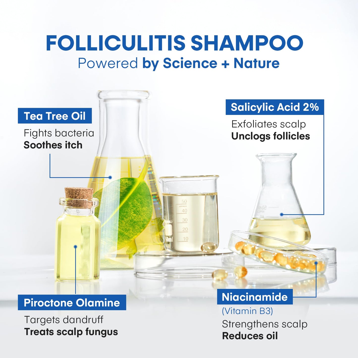 Hermon Folliculitis Shampoo for Itchy Scalp: Psoriasis, Dandruff & Seborrheic Dermatitis & Biotin – Soothes | Exfoliates | Reactivates Follicles