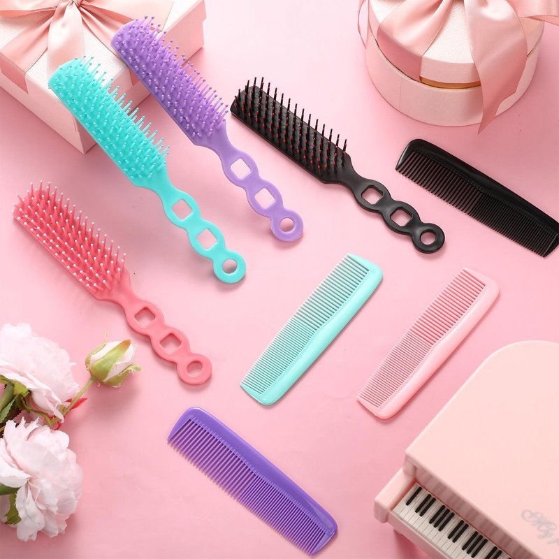 SiliFine 72 Pcs Bulk Hair Brushes Combs Set for Homeless Individually Wrapped Hairbrushes Bulk Curly Thick Long Smoothing Detangling Hairbrushes for Women Hotel Homeless Nursing Charity (Multicolor)