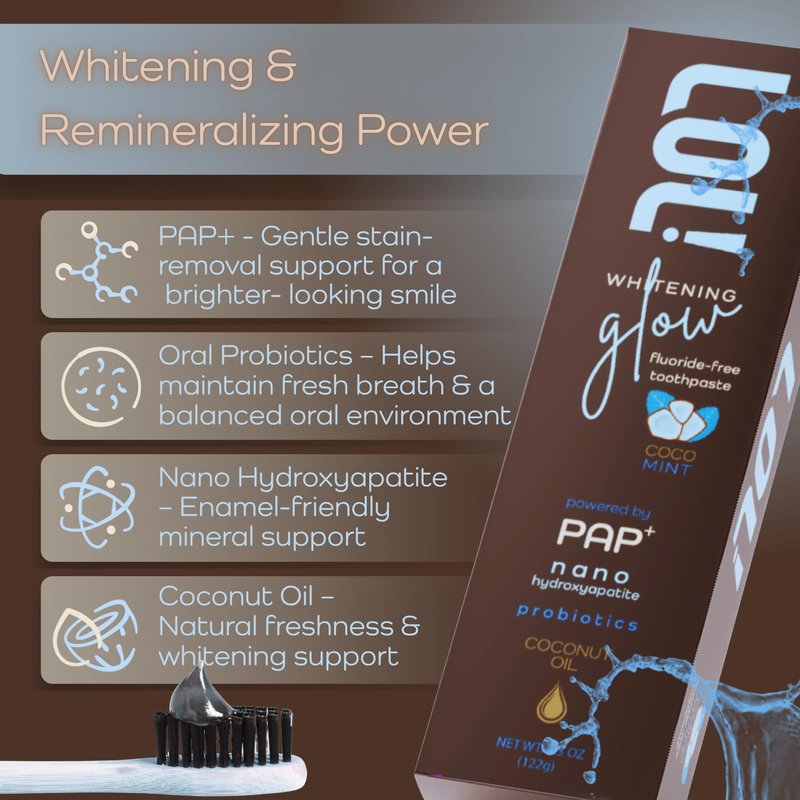 LOL Whitening Toothpaste Sensitive Teeth – Fluoride Free, Pap + Nano Hydroxyapatite Toothpaste, Coconut Oil, Probiotics & Xylitol, Natural Coconut Flavor