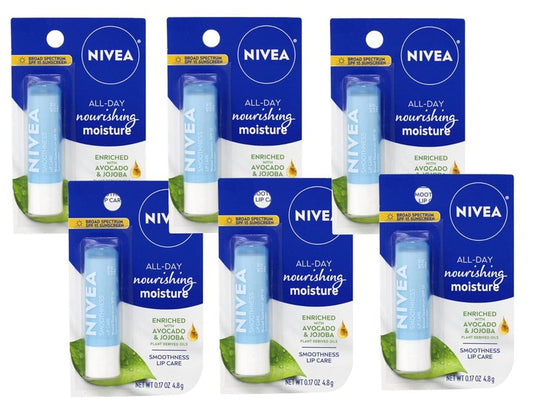 NIVEA Smoothness Lip Care SPF 15 - Hydrating Lip Balm, 0.17 oz (Pack of 6)