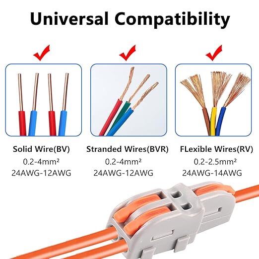 OKKRMGZ 10Pcs 2 to 1 Wire Connectors Small Electrical Cable Splicing Splitter Terminal Block Inline Splice Snap Splicer for Residential Speaker Gauge Push DIY Splicing into 4/6/8/9/10 Way