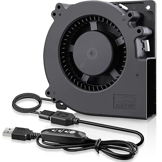 GDSTIME Quiet 120mm USB Blower Fan with 3 Speed Control, 5V Squirrel Cage Blowers, DC Brushless Centrifugal Fans for Receiver DVR Xbox Modem AV Cabinet Cooling