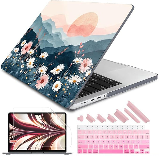 DONGKE Compatible with MacBook Pro 16 Inch Case (2026-2021 Release, M5 M4 M3 M2 M1 Pro/Max Chip), Plastic Hard Shell Cover with Keyboard Cover & Screen Protector for MacBook Pro 16", Sun & Daisies