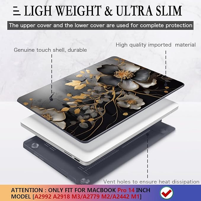 CISSOOK for MacBook Pro 14 inch Case 2026-2021 Release M5 A3434 M4 A3401 A3112 A3185 M3 A2918 A2992 M2 A2779 M1 A2442, 14 in Plastic Hard Shell & Keyboard Cover, Abstract Oil Painting