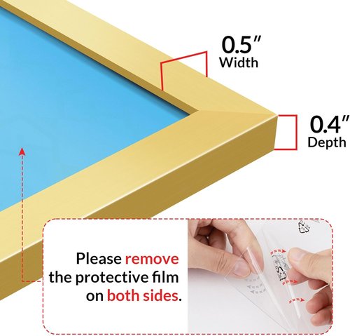 LaVie Home 12x18 Picture Frame - Elegant Gold Frame with HD Plexiglas | Vertical & Horizontal Display