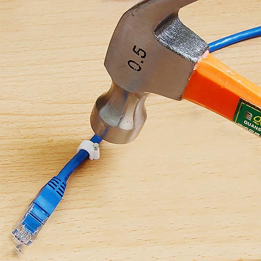 200 Pcs Cable Clips Nail in, Cord Clips Ethernet Cables Wire Wall Clips Cable Straps Cables Tacks Cable Nails Coax Cable Clips Cable Management for Speaker 7mm Cat6 - White