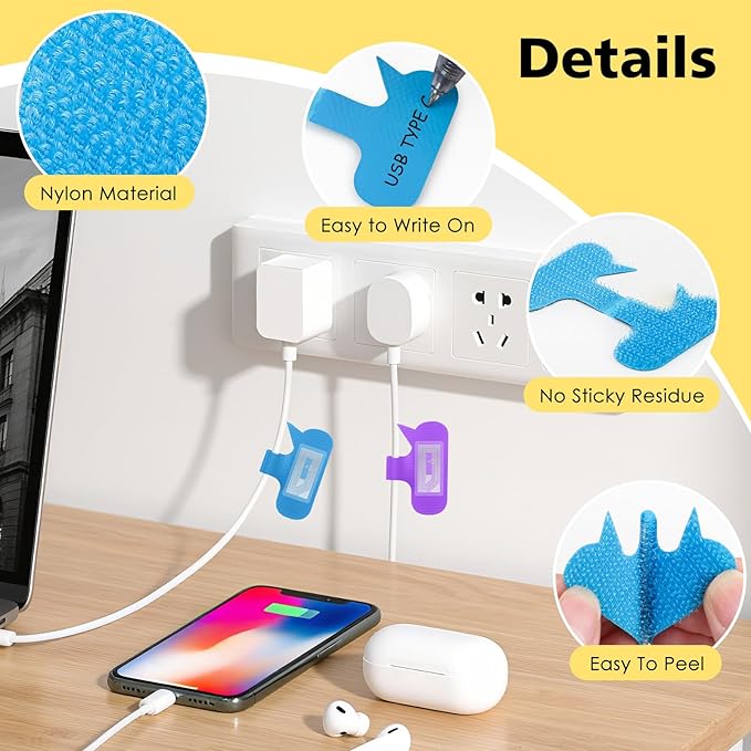 24-Pack Smart NFC Cable Labels with Blank Stickers, Programmable Reusable Wire Tags for Electronics, Cord ID & Cable Management for Automation, IT Server - Oval