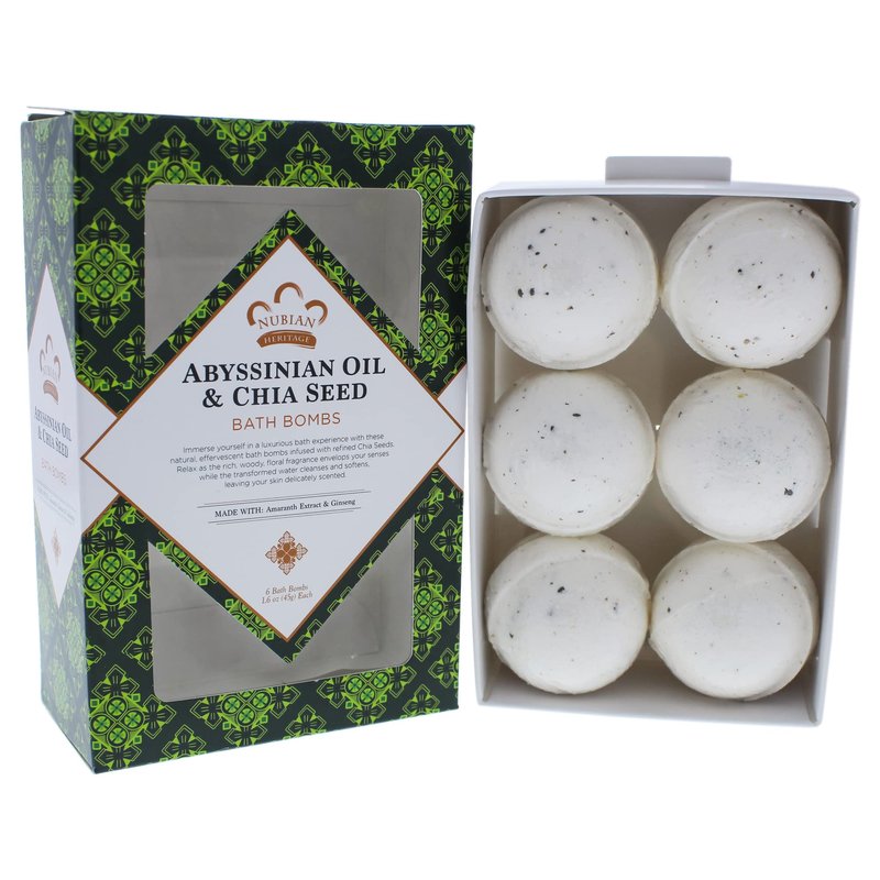Nubian Heritage Bath Bomb Abyssin Chia, 6 Bath Bombs