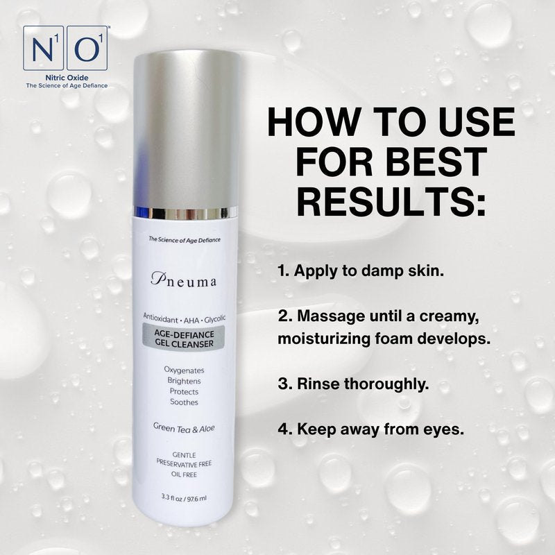 Pneuma Age-Defiance Gel Cleanser with Antioxidant | AHA | Glycolic | Oxygenate, Exfoliate, Protect and Soothes Skin | Gentle Face Cleanser Gel | Green Tea and Aloe