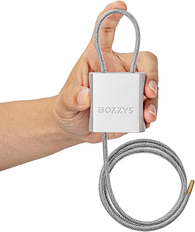 BOZZYS Cable Lock with 3 Keys | L 3.28ft(1m),D 1/6in(4mm) Adjustable Steel Cable Padlock | Aluminum Locks for Bikes, Gate, Lockers & Outdoor Gear | Weatherproof& Silver