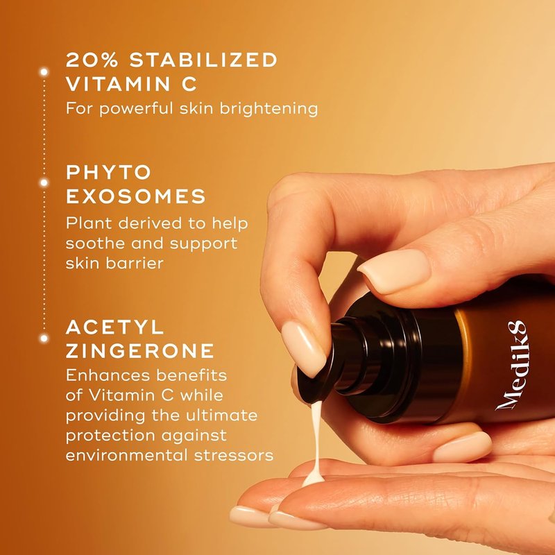 Medik8 C-Tetra Advanced Vitamin C Serum - Smooth Fine Lines & Wrinkles | 1.0 oz Vegan Face Serum with Hyaluronic Acid