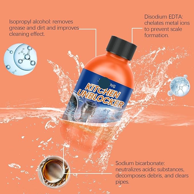 Powerful Pipe Drain Cleaner for Kitchen & Toilet - Grease Remover for Sinks, Drains & Sewers - Long - Lasting Clog Prevention & Quick Unclogging Solution(1PCS)