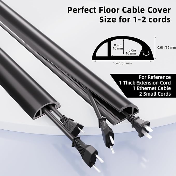 Cord Hider Raceway Kit, 6ft inch Wall Cable Hider for 1 Cable, Silicone Material Hiding Wall Mount TV Powers Cords in Home Office, W0.59 H0.39in White