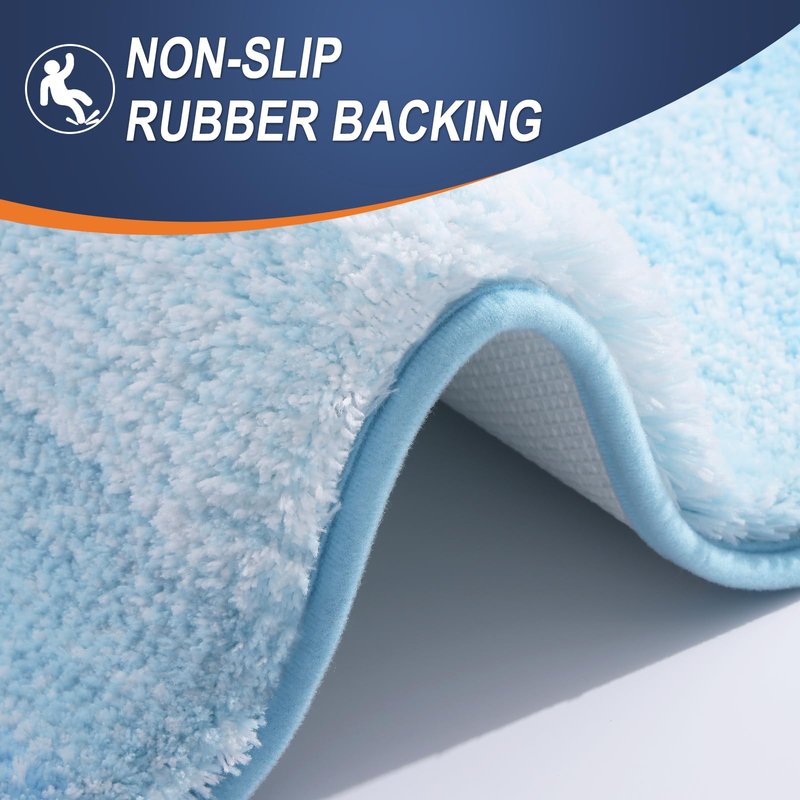 OLANLY Bathroom Runner Rugs Mat 47x20, Extra Soft Absorbent Microfiber Bath Rugs, Rubber Backing, Quick Dry, Washable Long Bath Mats for Bathroom, Tub and Shower, Home Decor Accessories, Sky Blue
