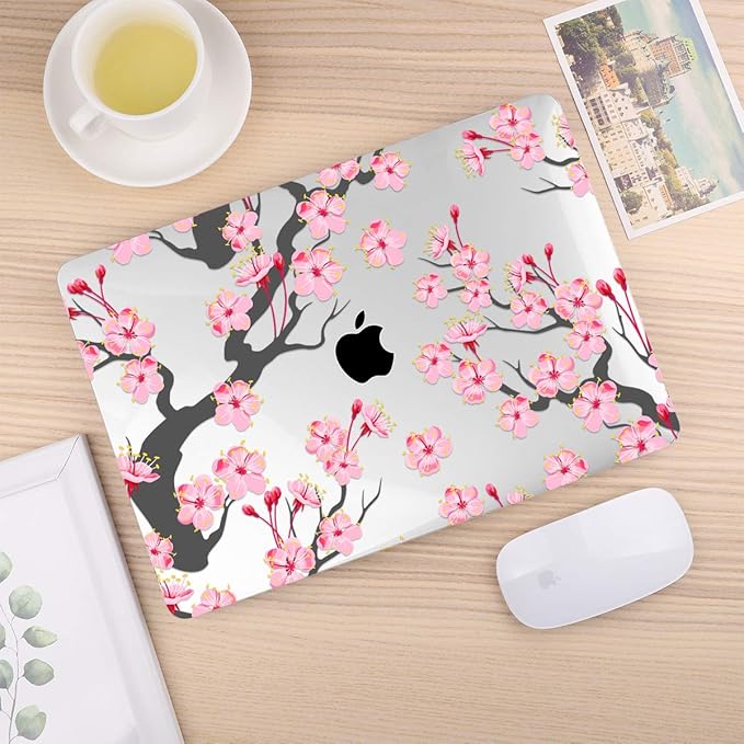 CISSOOK Cherry Blossoms Hard Shell Case for MacBook Pro 14 inch M5 A3434 M4 A3112 A3185 A3401 M3 A2992 A2918 M2 A2779 M1 A2442, Cherry Floral Cover with Keyboard Cover for 2021-2026 Pro 14.2”