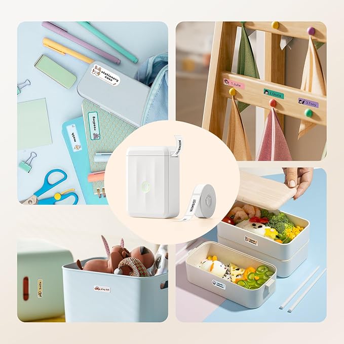 NIIMBOT D110 Label Maker Machine, Bluetooth Thermal Label Printer for School Home Office Organization, Mini Thermal Printer, Label Maker with 3 Label Tapes, White