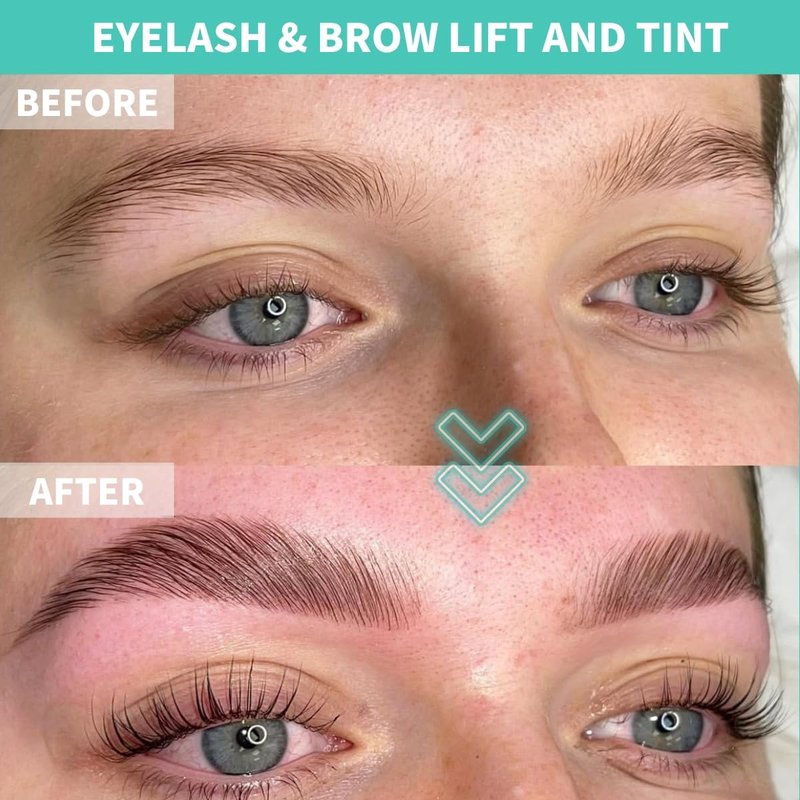 Lash Lift and Black Color Kit, Brow Lamination Kit, Professional 4 in1 Lash and Brow Perm Kit, 6-8 Weeks Long-lasting, for DIY or Professiona Use