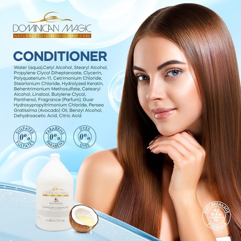 Coconut Detangler Conditioner Gallon - Salon-Grade Hair Conditioner for Dry Hair- Coconut Conditioner with Natural Ingredients to Hydrate & Nourish- Hydrating Conditioner for Silky, Shiny Hair- 128 Oz