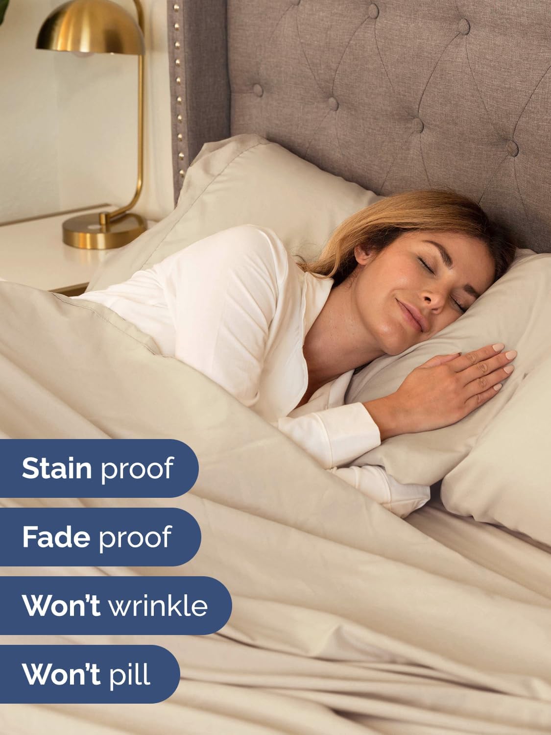 Skiennix Extra Deep Split King Sheet Set - 7 Piece Breathable Cooling Bedding - Soft, Wrinkle-Free & Comfy - Wheat Color