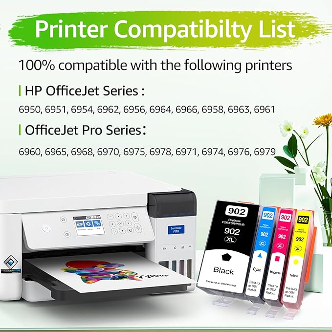 greencycle 902XL Ink Cartridges for HP Printers Replacement for HP 902XL Ink Cartridges Combo Pack 4 Pack Work with Officejet Pro 6978 6968 6970 6975 Officejet 6958 6956 6954