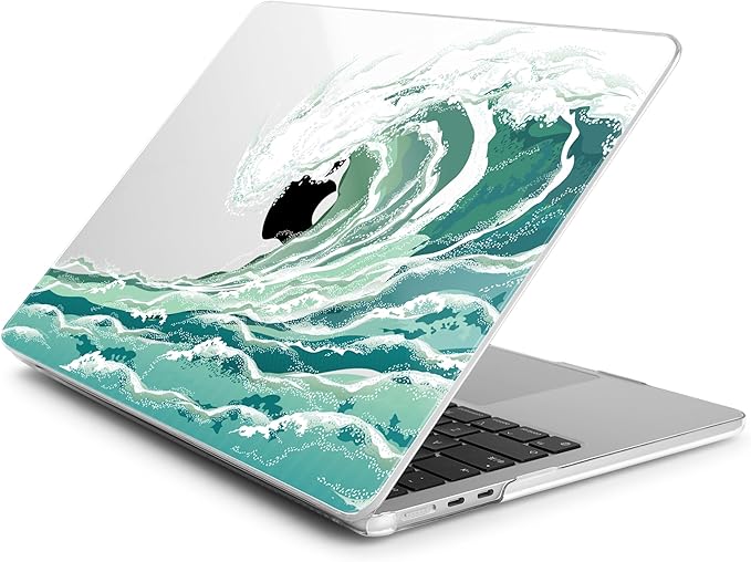Batianda Premium Case for New MacBook Air 15 inch M5 Chip 2026 M4 2025 M3 2024 M2 2022 Model, Ultra Slim 1.2mm Glossy Protective Plastic Hardshell & Keyboard Cover & Screen Protector, Waves