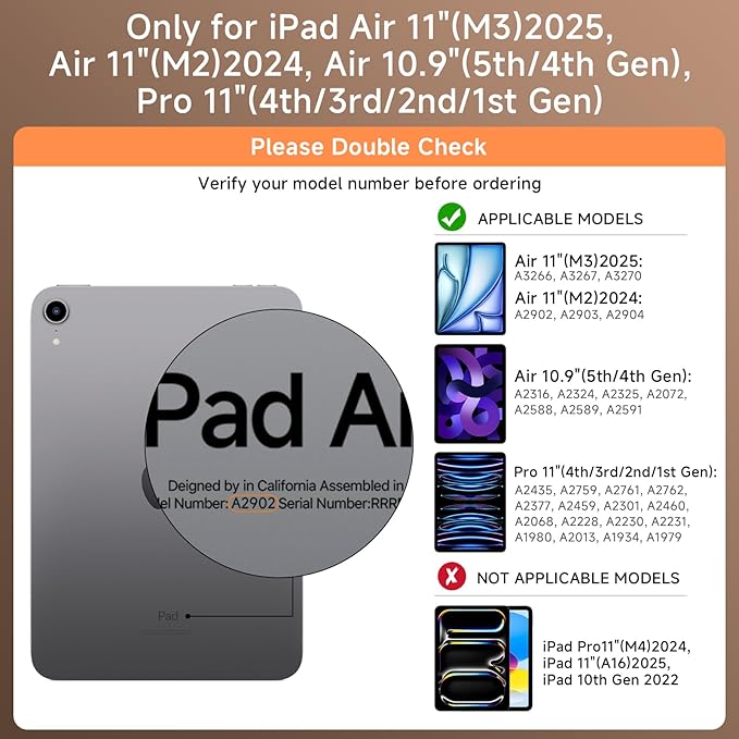 Transparent Case with Keyboard iPad Air 11 Inch (M4/M3/M2, 2026/2025/2024)/ iPad Air 5th/4th Generation 10.9" / iPad Pro 11" 1st/2nd/3rd/4th Trackpad, Pencil Holder, 7-Color Backlit, Rotatable, white