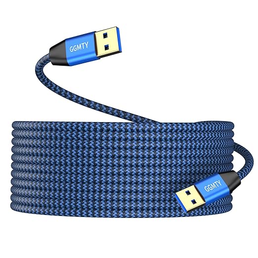 GGMTY USB to USB Cable 1.5FT,Durable Braidedfor USB 3.0 Male to Male Type A to Type A Cable Data Transfer Compatible with Hard Drive, Laptop, DVD Player, TV, USB 3.0 Hub, Monitor, Camera