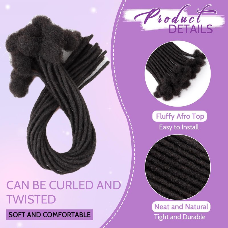 Loc Extensions Human Hair 0.4cm&0.6 cm&0.8cm width 4-18inch 10, 20, 40, 100 strands 100% Human Hair Locs Extensions for Men Women Natural Dreadlocks Can Be Dyed Bleached Curled 0.4cm 8inch 30 Strands