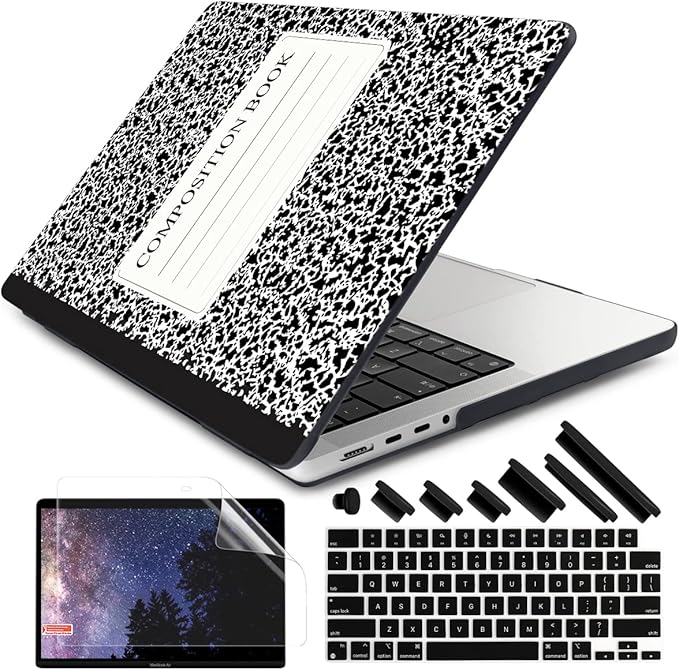 DONGKE Compatible with MacBook Pro 16 Inch Case (2026-2021 Release, M5 M4 M3 M2 M1 Pro/Max Chip), Plastic Hard Shell Cover with Keyboard Cover & Screen Protector for MacBook Pro 16", Composition Book
