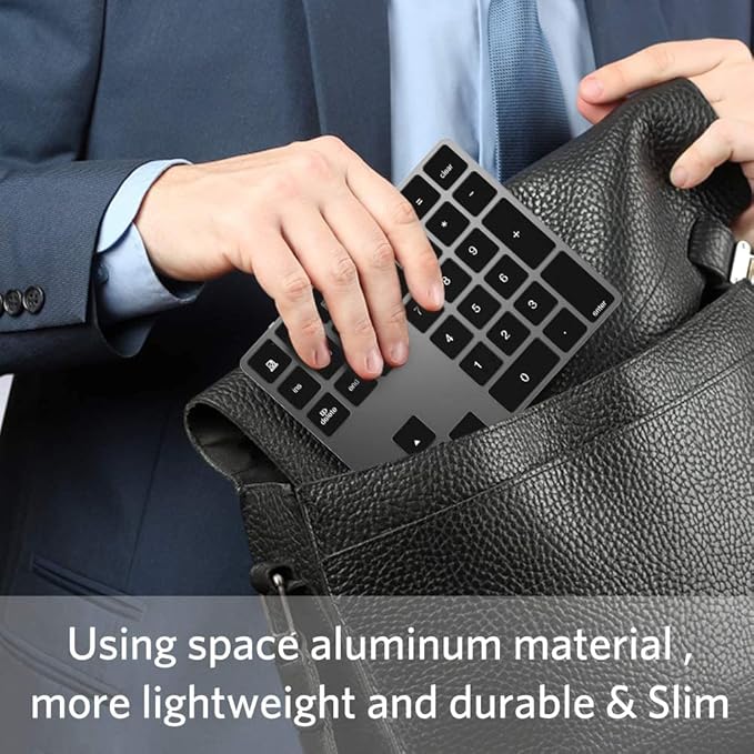 JOYEKY Bluetooth Number Pad, Aluminum Rechargeable Numeric Keypad Wireless 34-Keys Number Keyboard Shortcut Keypad Numpad Data Entry Compatible for iMac Windows